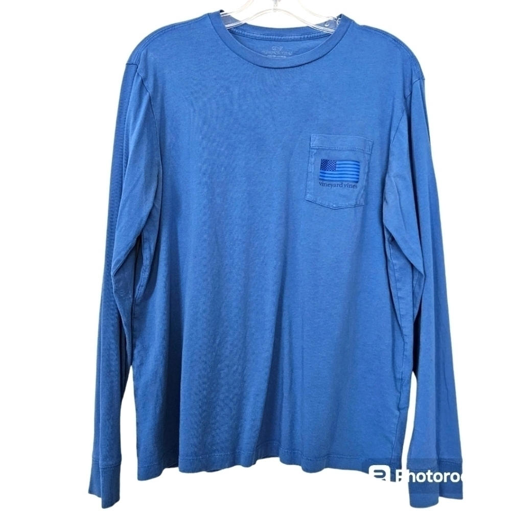 Vineyard Vines Boys Blue Flag back long sleeve top size XL